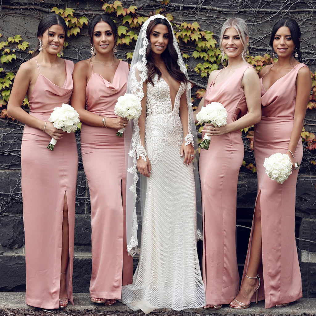 Sexy Slit Backless Bridesmaid Dress, Charming Spaghetti Strap Mermaid Bridesmaid Dress, KX1335