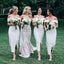 Charming White Off Shoulder Bridesmaid Dress, Slit Mermaid Backless Bridesmaid Dress, KX1386