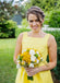 Short Yellow Knee-Length Bridesmaid Dress, Sleeveless Satin Backless Bridesmaid Dress, KX1393