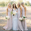 Jersey Slit Sleeveless Bridesmaid Dress, Sexy V-Neck Spaghetti Straps Bridesmaid Dress, KX1395