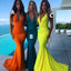 Sexy Deep V-Neck Halter Bridesmaid Dress, Mermaid Bright Backless Bridesmaid Dress, KX1447