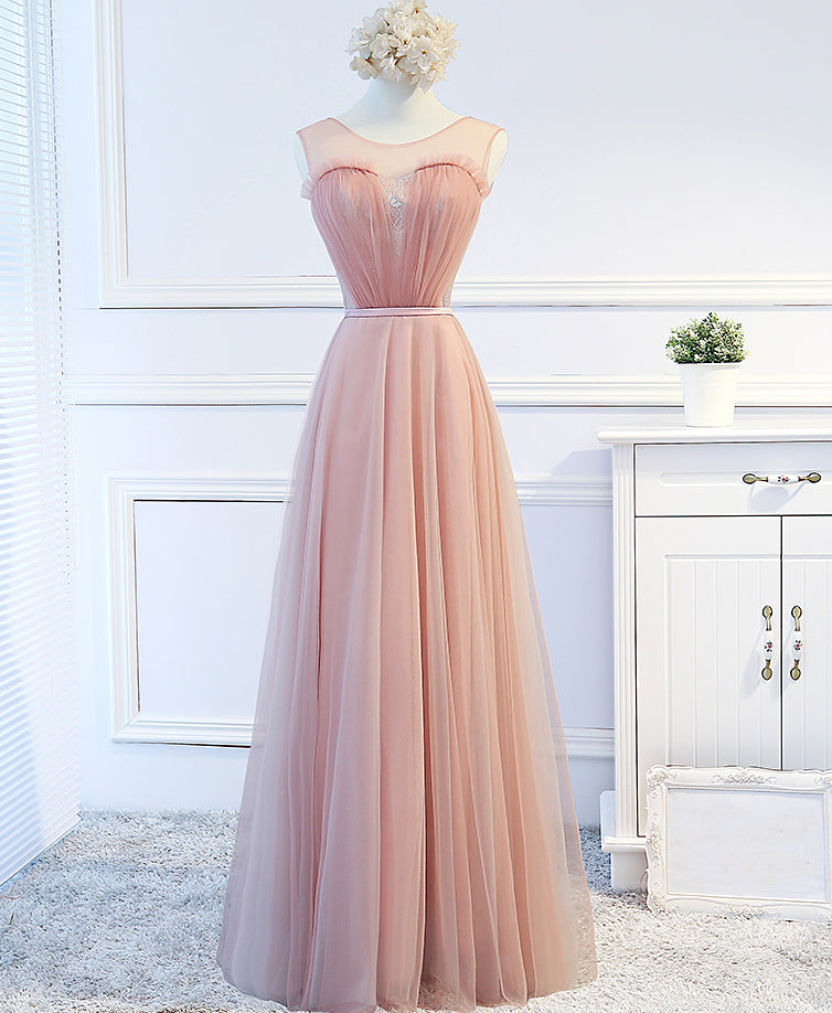 New Arrival Sleeveless Tulle Open-Back A-Line Cheap Bridesmaid Dress, FC1697