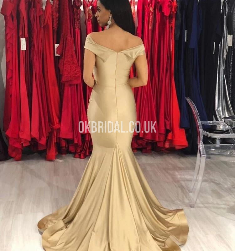 Off Shoulder Mermaid Sexy Jersey Long Bridesmaid Dress, FC4620