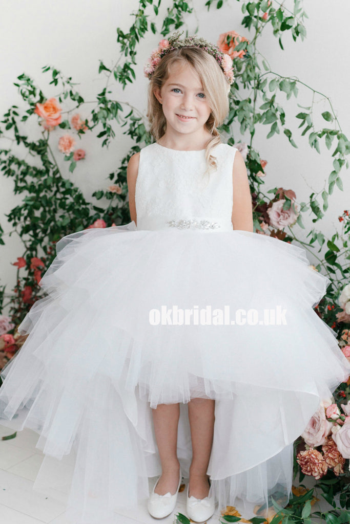 High-Low Lace Top Flower Girl Dresses, Tulle Lovely Little Girl Dresses, KX1142