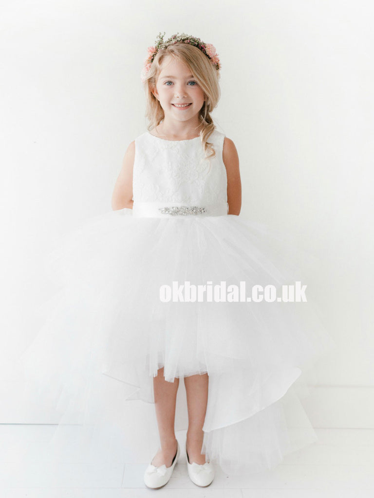 High-Low Lace Top Flower Girl Dresses, Tulle Lovely Little Girl Dresses, KX1142