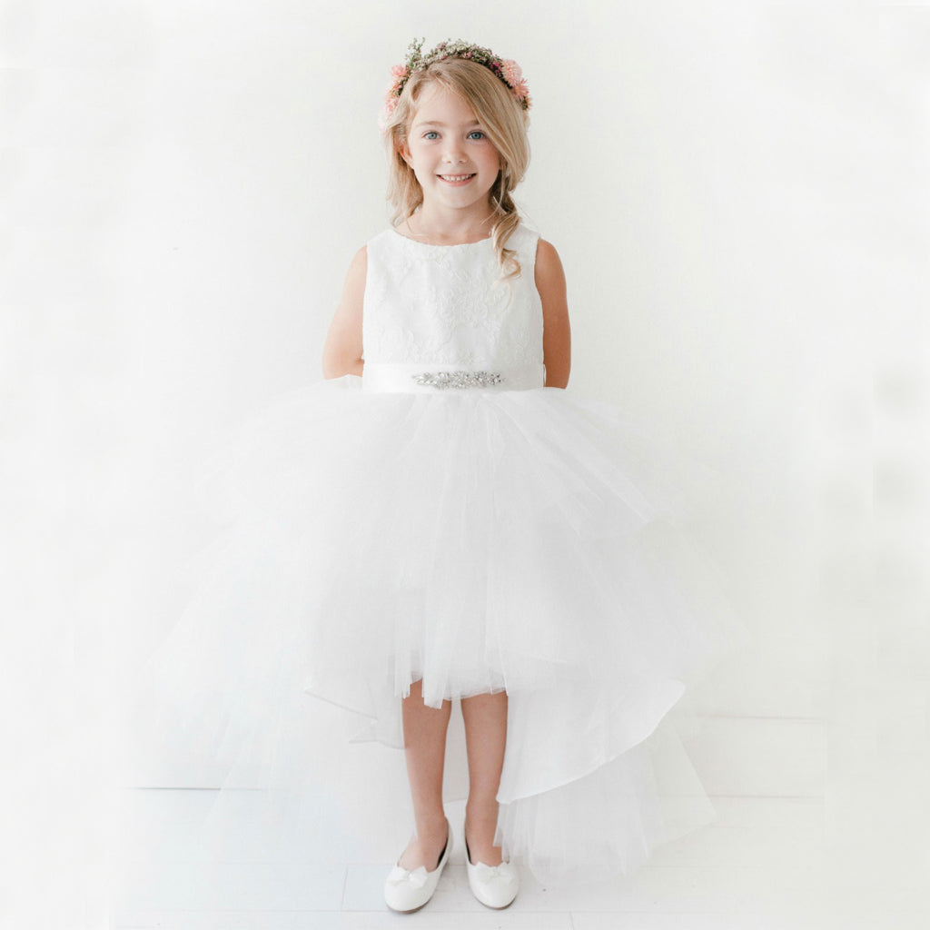 High-Low Lace Top Flower Girl Dresses, Tulle Lovely Little Girl Dresses, KX1142