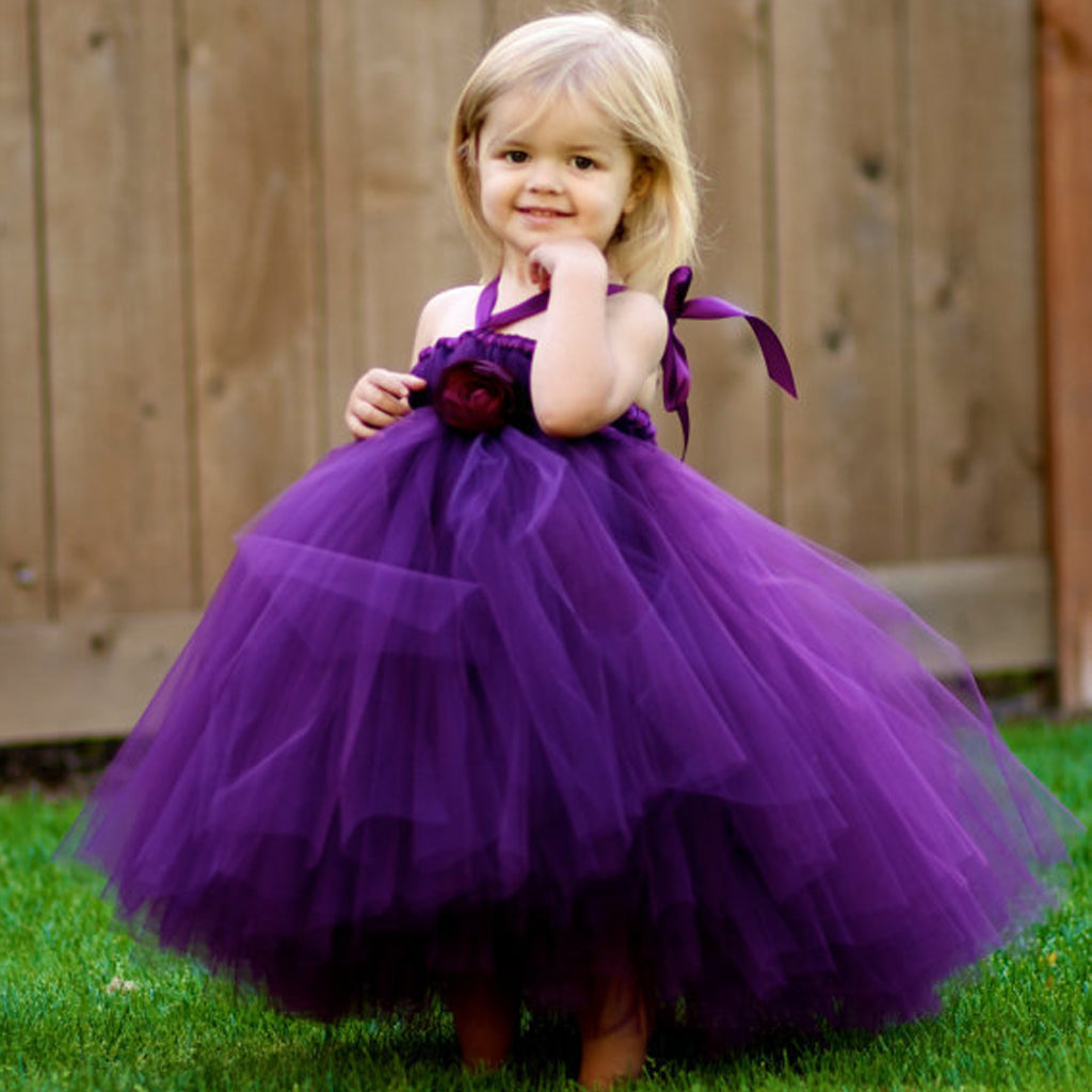 Purple Tulle Flower Girl Dresses, Simple Cheap Little Girl Dresses, KX1151