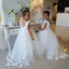 Tulle A-Line Backless Applique Flower Girl Dresses, Flower Girl Dresses, FC1197