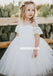 Adorable Tulle Off Shoulder Flower Girl Dresses, Lace Little Girl Dresses, KX1235