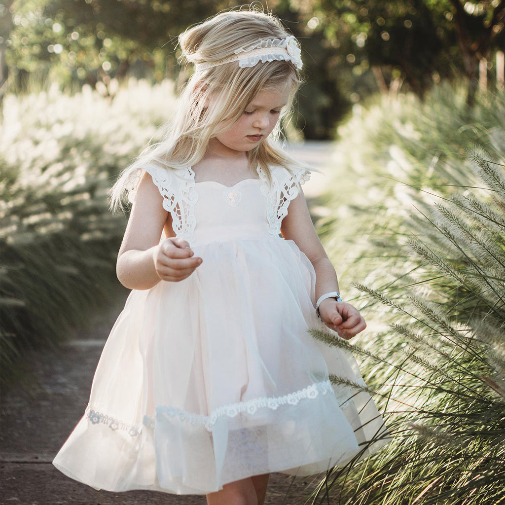 Cheap Tulle Lace Flower Girl Dresses, Simple Backless Popular Little Girl Dresses, KX986