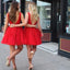 Red Tulle A-Line Homecoming Dress, Applique Sleeveless Beaded Homecoming Dress, KX1280