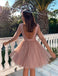 Sparkly A-line Long Sleeve Backless Cute Homecoming Dress, FC2672