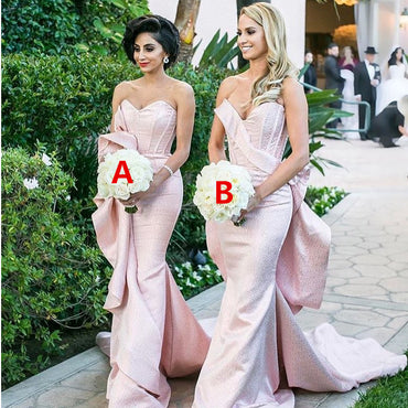 Mismatched Sexy Mermaid Backless Sweetheart Satin Bridesmaid Dresses, FC929