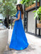 Inexpensive Simple V-Neck Jersey Slit A-Line Backless Prom Dresses, FC1564