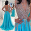 Luxury Beaded A-Line Sleeveless Tulle Sexy Backless Prom Dress, FC1577