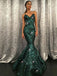 Sparkly Green Sequin Mermaid Backless Beaded Prom Dresses, FC1857