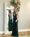 Charming Halter Velvet Mermaid Backless Beaded Sleeveless Prom Dresses, FC1898