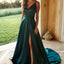 Gorgeous A-Line Slit Backless V-neck Prom Dresses, FC1984