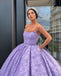 A-Line Lace Backless Beaded Satin Sleeveless Long Prom Dresses, FC1349