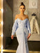 Charming Sweetheart Mermaid Off Shoulder Long Sleeves Prom Dresses, FC5980