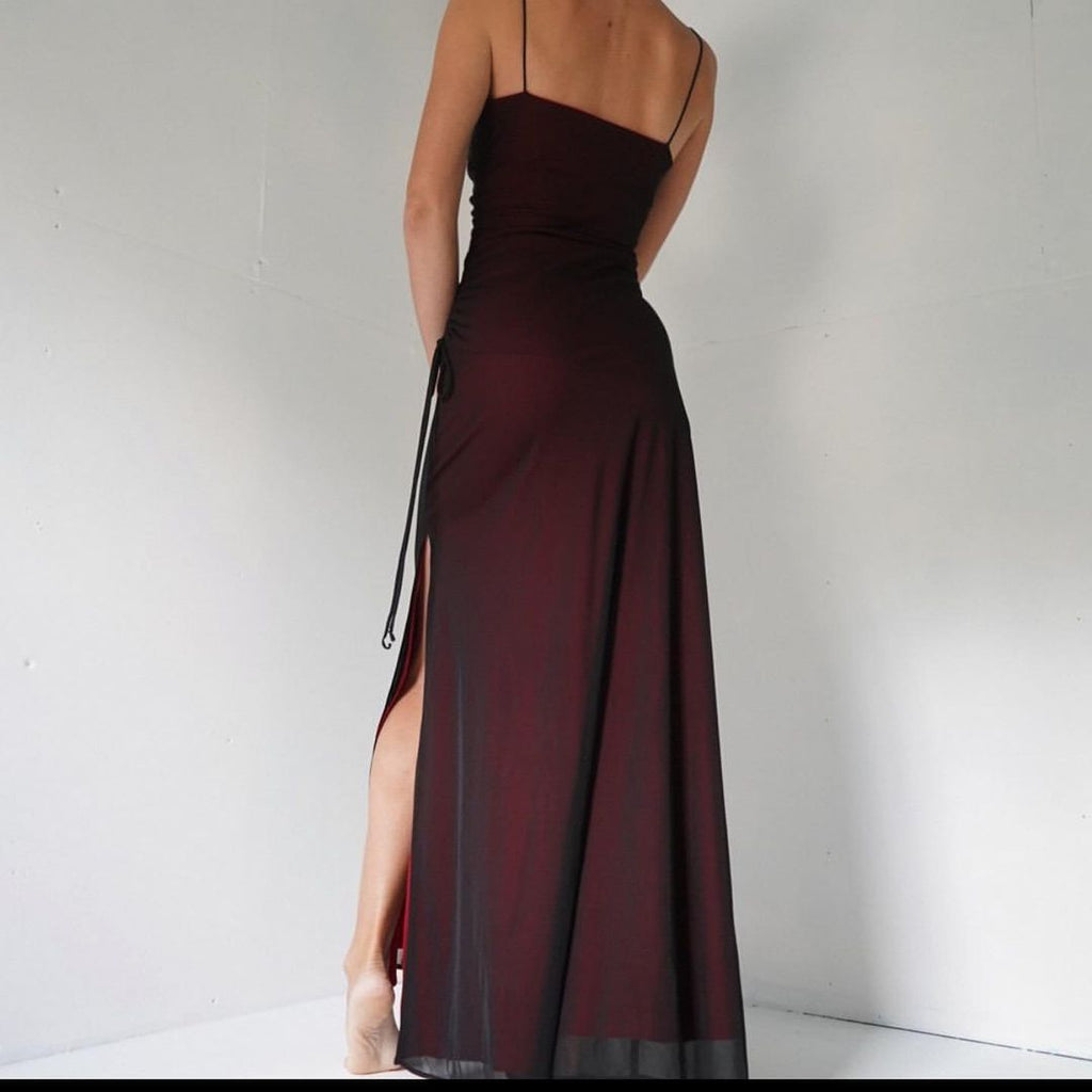 Gorgeous Mermaid Spaghetti Straps Side Slit Backless Prom Dresses, FC6218