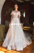 Vintage Sequin A-Line Beaded Sparkle Backless Tulle Long Wedding Dresses, KX968