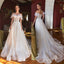 Vintage Sequin A-Line Beaded Sparkle Backless Tulle Long Wedding Dresses, KX968