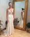 Charming Lace V-Neck Wedding Dress, Sexy Mermaid Backless Sleeveless Wedding Dress, FC1289