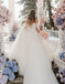 Honest Off Shoulder A-Line Wedding Dress, Tulle Backless Long White Wedding Dress,  KX1326