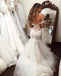 Vintage Lace Off Shoulder Mermaid Tulle Backless Wedding Dresses, FC1909