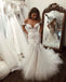 Vintage Lace Off Shoulder Mermaid Tulle Backless Wedding Dresses, FC1909