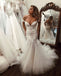 Vintage Lace Off Shoulder Mermaid Tulle Backless Wedding Dresses, FC1909