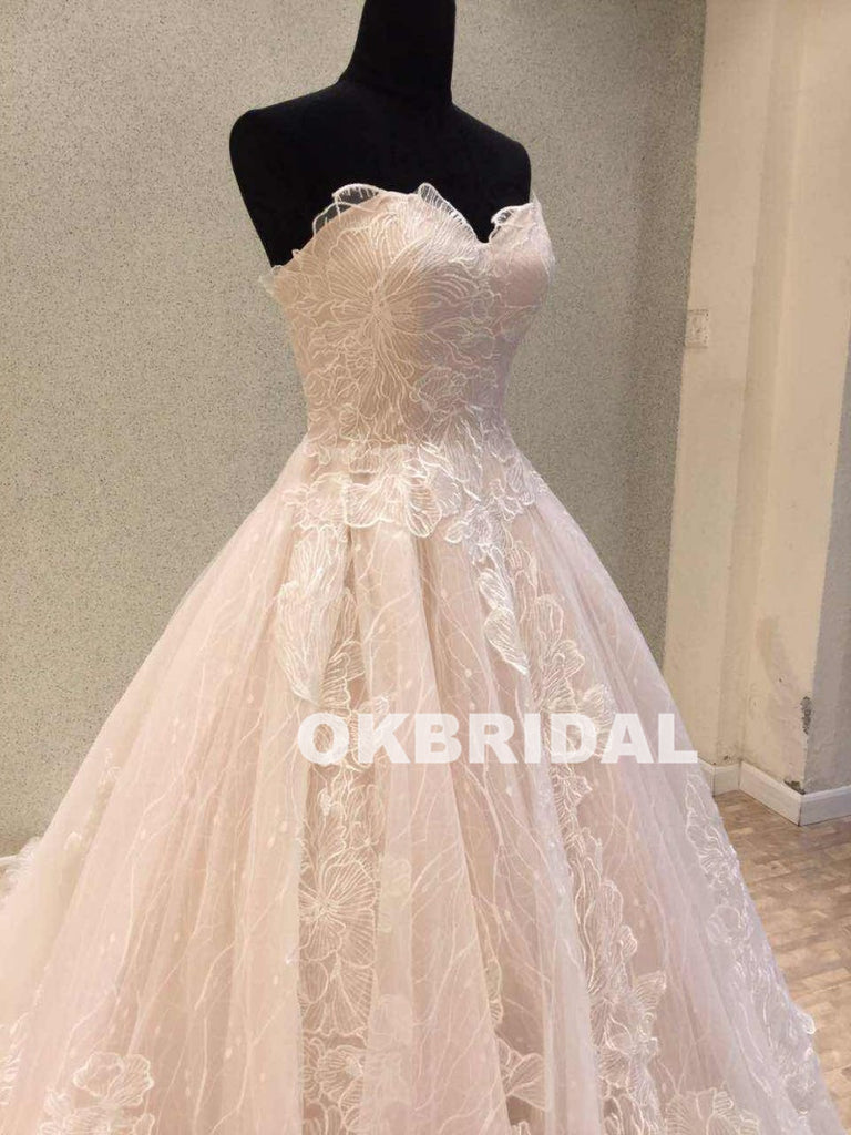 Charming Unique Lace Wedding Dresses, A-Line Sweet Heart Backless Wedding Dresses, KX1089