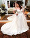 Charming White Lace Off Shoulder Wedding Dress, A-Line Tulle Backless Wedding Dress, KX1274