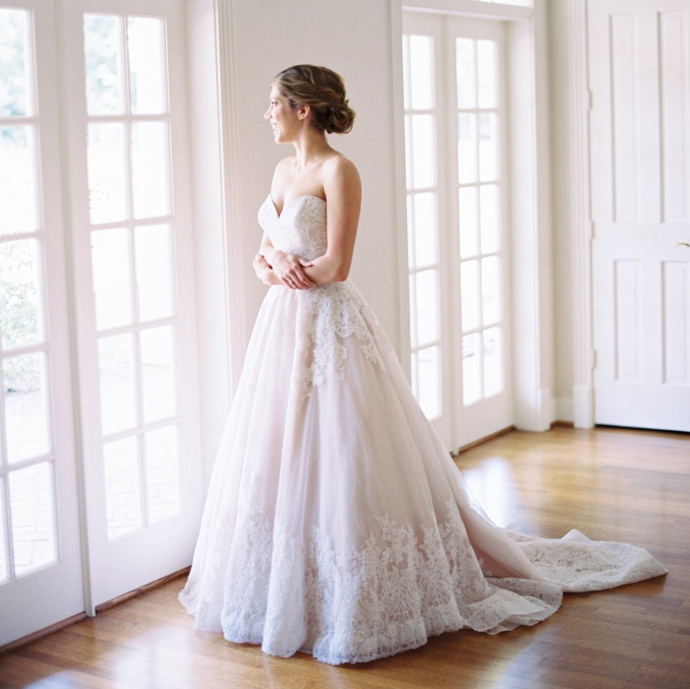 Sweet Heart Tulle Backless Bridal Dress, New Arrival Lace A-Line Long Wedding Dress,  KX1398