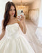 Adorable Straight Neckline Satin A-line Long Wedding Dresses, FC5848